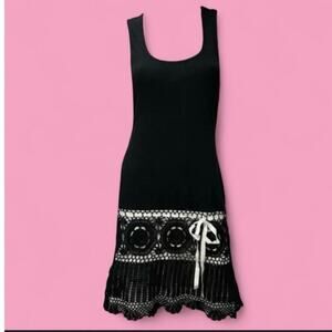 Vintage rare coquette moda international crochet bodycon dress sz s